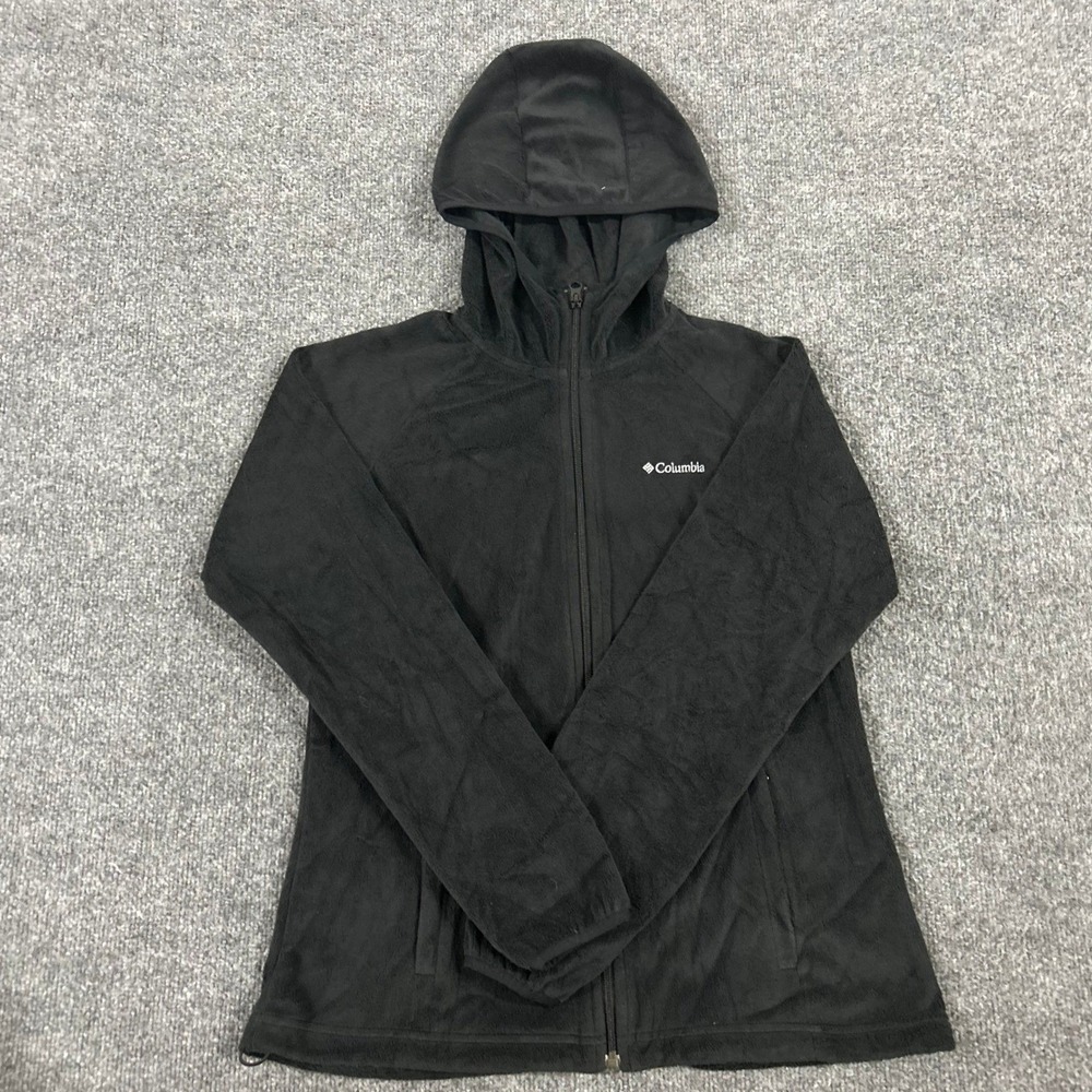 Columbia Hoodie Womens Size M Black Full Zip Fleece Soft Lightweight Outdoor